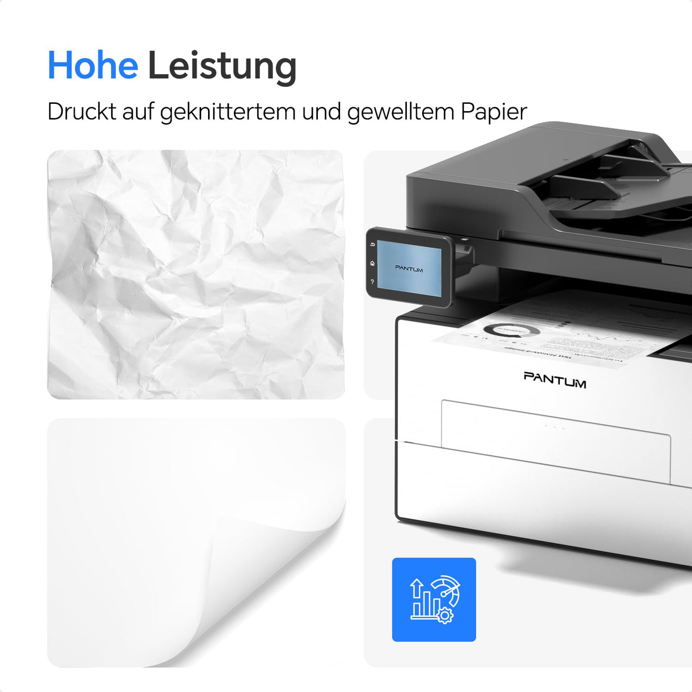 PANTUM BM4309ADW Multifunktionsdrucker Laserdrucker Schwarz Weiss, Automatischer Duplexdruck, Drucker Scanner Kopierer mit ADF, WLAN/LAN/USB, 3,5-Zoll-Touchscreen, 30ppm