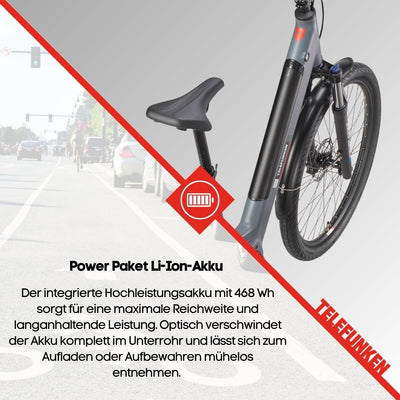 TELEFUNKEN SUV E-Bike 27,5 Zoll für Damen & Herren | Pedelec mit Mittelmotor & 468Wh Akku | Elektrofahrrad mit 7-Gang Kettenschaltung & Hydr. Scheibenbremsen, StVZO-konform | SUV500