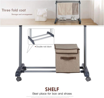 johgee Platzsparend und Praktisch Turmwäscheständer 172CM hoch Wäscheständer - innen mit faltbaren Flügeln， mit 4 Rollen - Davon 2 mit Feststellbremse