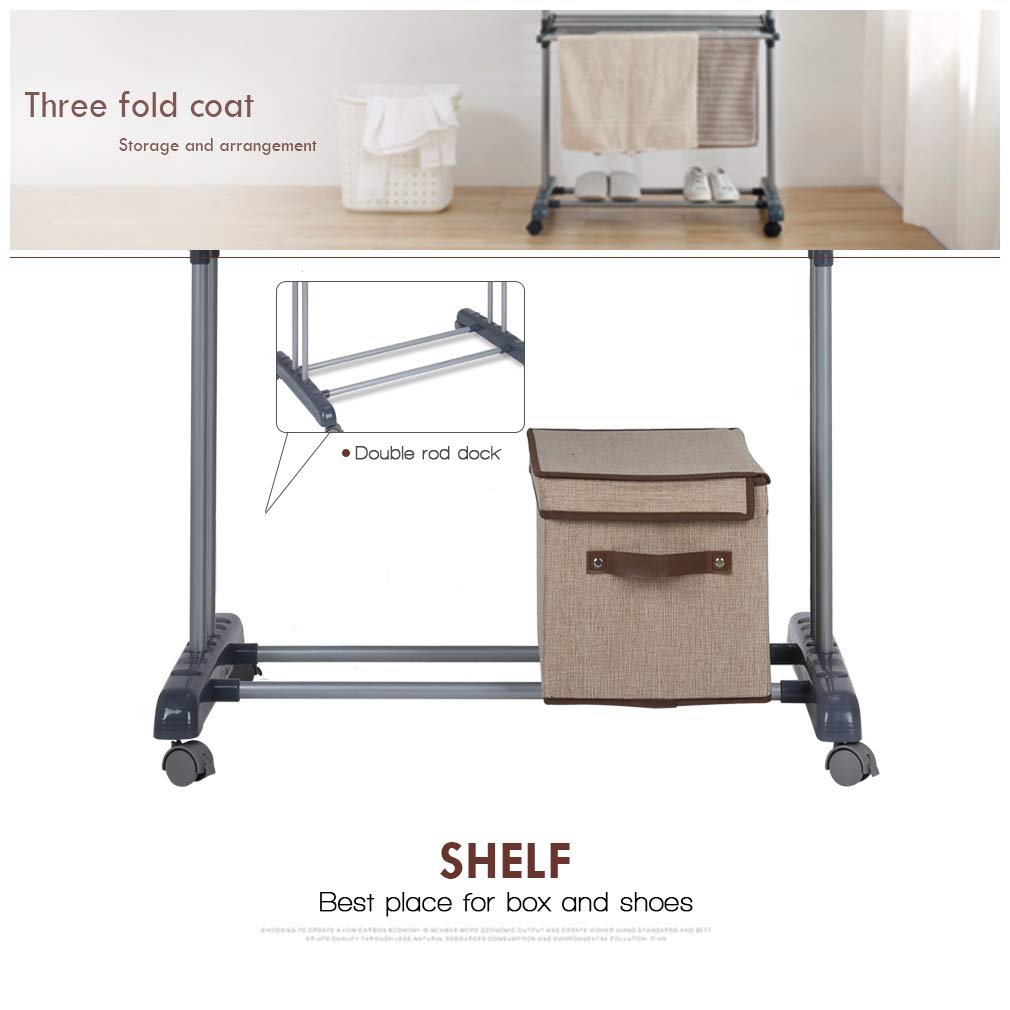 johgee Platzsparend und Praktisch Turmwäscheständer 172CM hoch Wäscheständer - innen mit faltbaren Flügeln， mit 4 Rollen - Davon 2 mit Feststellbremse