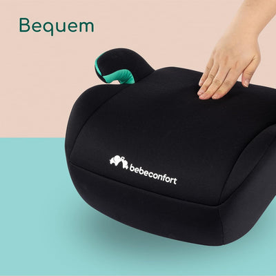 Bebeconfort Manga i-Safe, Reboarder Kindersitz, 6–12 Jahre, 125–150 cm, Folgekindersitz, Kompakt & Leicht (<1 kg), Einfache Gurtmontage, Gepolstert, Soft-Touch-Gewebe, Tinted Black