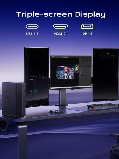 MINIS FORUM 795S7 Mini-ITX-PC AMD Ryzen 9 7945HX (16C/32T, bis zu 5,4 GHz), HDMI2.1/DP1.4/USB C, USB A x 5, USB C x 2, PCIe 5,0 x 16.400 W (kein RAM/SSD/dedizierte Grafikkarte)