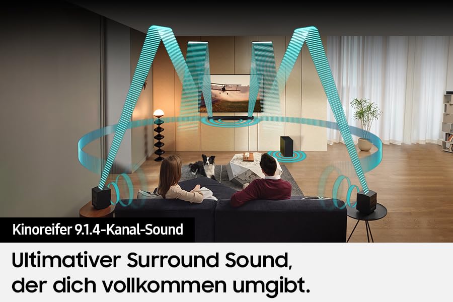 Samsung HW-Q935GD 9.1.4-Kanal Q-Soundbar für TV-Geräte, 2.0.2-Kanal-Rücklautsprecher, Bluetooth-Lautsprecher mit kabellosem Dolby Atmos / DTS:X, Q-Symphony [2024]