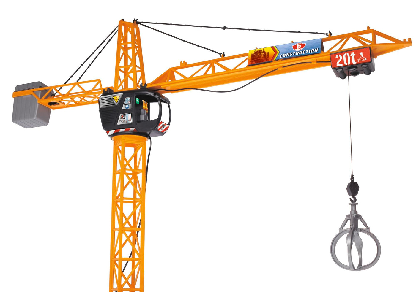 Dickie Toys Mega Crane (120 cm) - Kran Spielzeug mit Fernbedienung für Kinder von 3-5 Jahren - Baustellenfahrzeuge Kinder Set mit Seilwinde, Greifarm & Lastentrage, 350° drehbar - 201139012