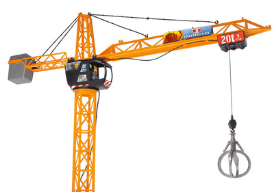 Dickie Toys Mega Crane (120 cm) - Kran Spielzeug mit Fernbedienung für Kinder von 3-5 Jahren - Baustellenfahrzeuge Kinder Set mit Seilwinde, Greifarm & Lastentrage, 350° drehbar - 201139012