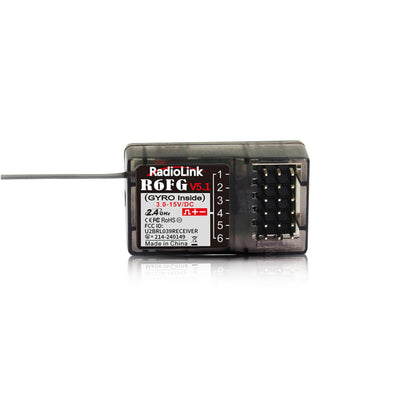Radiolink R6FG RC Empfänger 2.4 Ghz Gyro-integriert 6 Kanäle große Reichweite bis zu 400m für Autos Boote kompatibel mit RC8X/RC6GS V3/RC4GS V3/T8FB/T8S/T16D/T12D