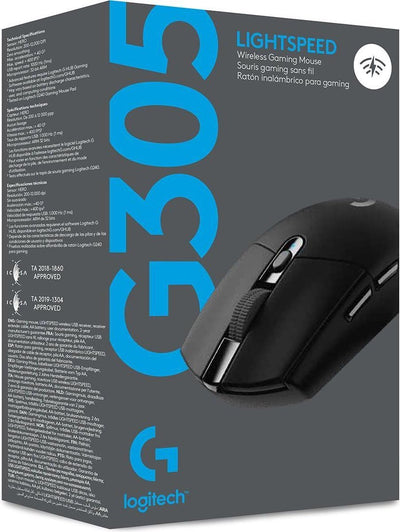 Logitech G305 LIGHTSPEED kabellose Gaming-Maus mit HERO 12K DPI Sensor, Wireless Verbindung, 6 programmierbare Tasten, 250 Stunden Akkulaufzeit, Leichtgewicht, PC/Mac - Schwarz