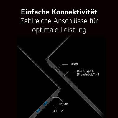 LG gram Pro 17 Zoll Notebook - 1299g Intel Core Ultra7 Laptop (16GB RAM, 1TB Dual SSD, 23,5h Akkulaufzeit, IPS Panel Anti-Glare Display, Win 11 Home, 2024) - Schwarz
