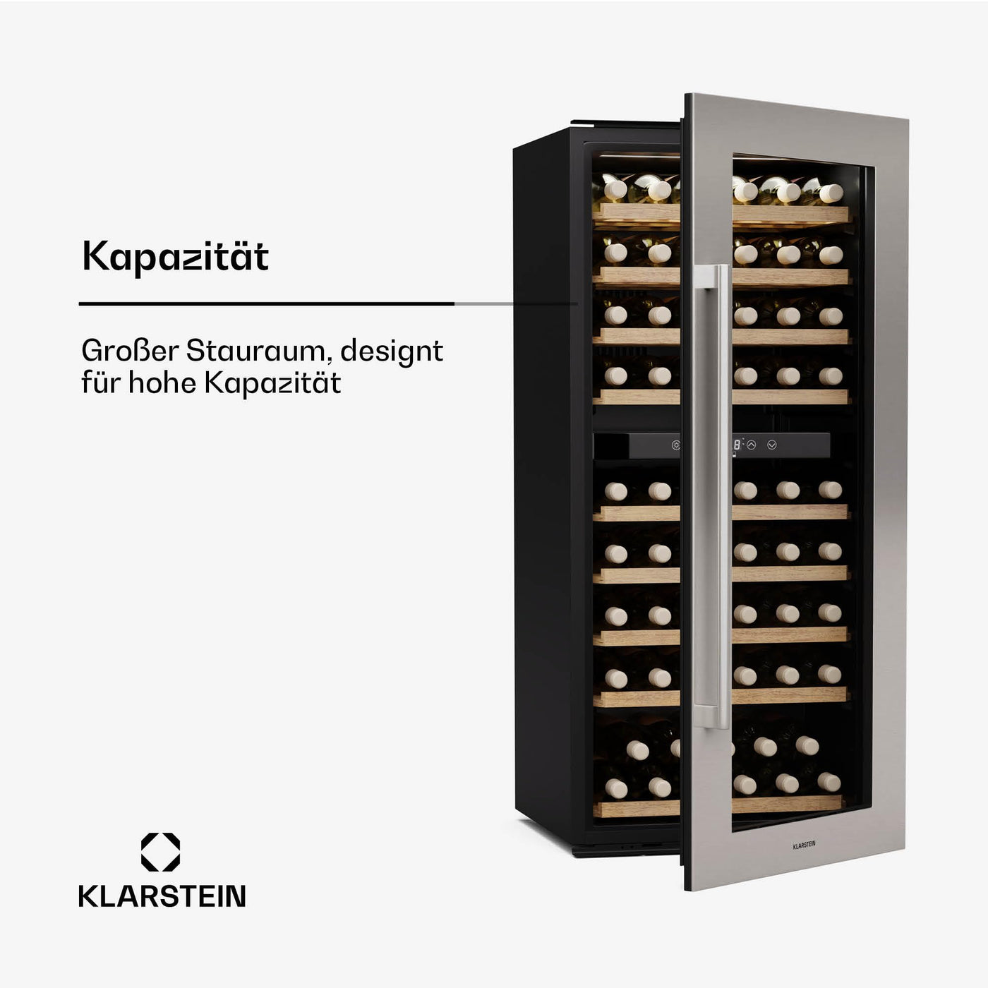 Klarstein Vinsider Duo Weinkühlschrank - 79 Flaschen, 2 Zonen, 5-22 °C, Touch-Bedienung, LED, UV-Schutz, Einbau, Schwarz