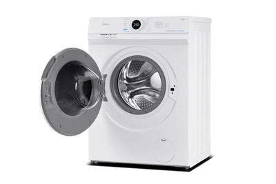 Midea MF10EW90B Waschmaschine / 9kg / 1400 U/Min/EEK A/Inverter Quattro Moto/Dampffunktion/Grosse Trommel/Nachlegefunktion/Kindersicherung/AquaStop, Weiß