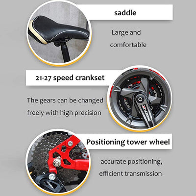 Mountainbike, 26 Zoll (66 cm), MJH-01, Erwachsene, Fat-Tyre-Mountain-Trail-Bike, 24-Gang-Fahrrad, Rahmen aus Karbonstahl, doppelte Vollfederung, doppelte Scheibenbremse, Orange/Cyan