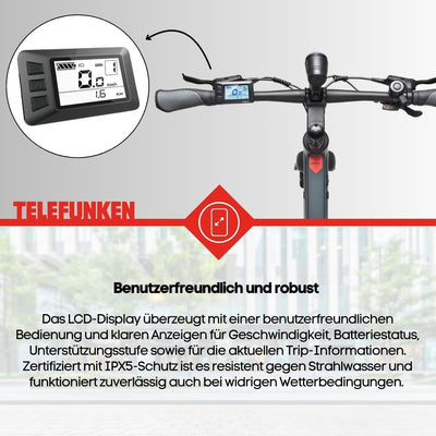 TELEFUNKEN E-Bike Herren 28 Zoll, Elektrofahrrad Hinterradmotor, 7-Gang Kettenschaltung, Hydr. Scheibenbremsen - Pedelec Urban-Bike, UH210