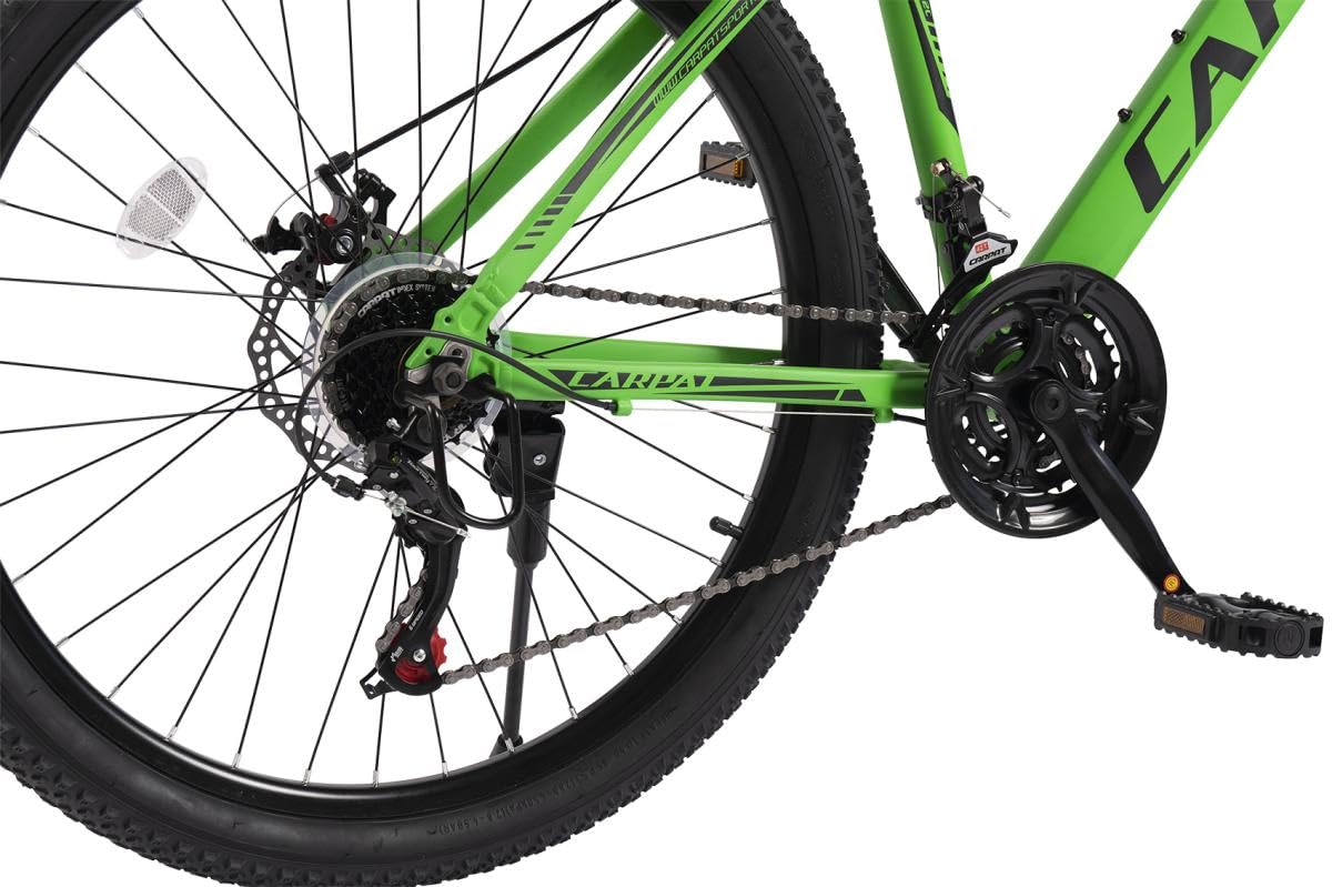 Mountainbike 26 Zoll Hardtail Aluminiumrahmen, 21-Gang Shimano Schaltung, Federgabel, integrierte Kabelführung, 85 % vormontiert, MTB Fahrrad für Damen & Herren, Outdoor Trail Bike (Grün)