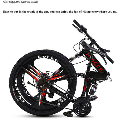 YXYBABA Faltbares Mountainbike 24 Zoll 24 Gang Fahrrad Vollgefedert MTB Schaltung Dual Disc Bremsen Mountainbike Erwachsene Mountainbike 24 Gang Drei Cutter Rad