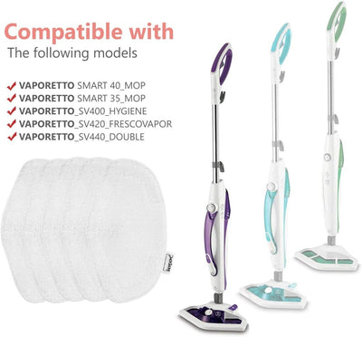5 Tücher waschbar für Polti Vaporetto SV440_Double SV400, Pads für Polti Vaporetto Smart 100_B Mop Sockettes, Vaporetto Dampfreiniger