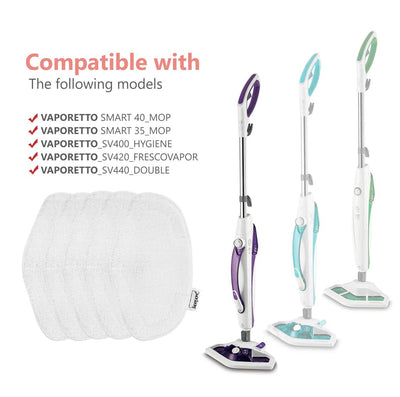 5 Tücher waschbar für Polti Vaporetto SV440_Double SV400, Pads für Polti Vaporetto Smart 100_B Mop Sockettes, Vaporetto Dampfreiniger