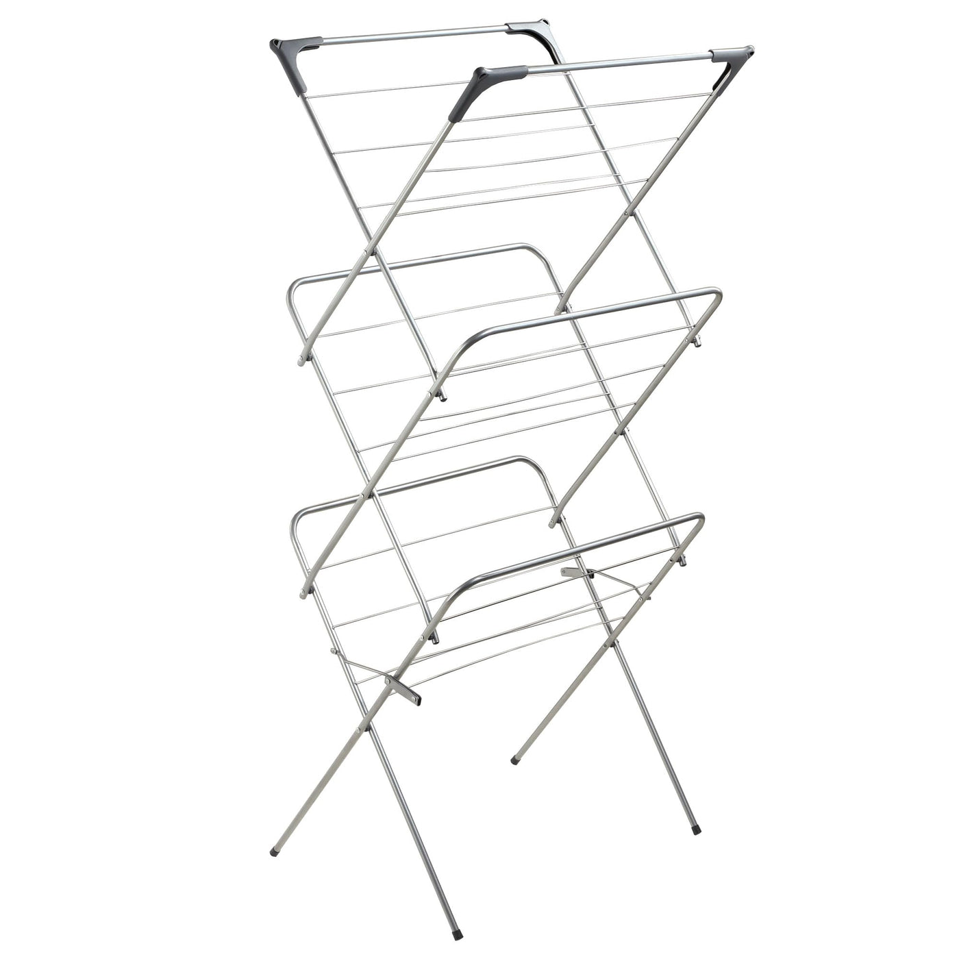 KADAX Vertikaler Wäschetrockner mit Antirutschfüßen, Stabiler Kleidertrockner aus Metall, Turmwäscheständer, Platzsparender Wäscheständer (Silber)