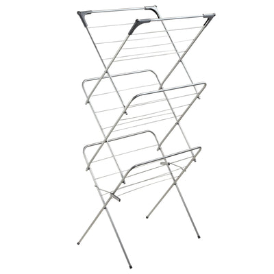 KADAX Vertikaler Wäschetrockner mit Antirutschfüßen, Stabiler Kleidertrockner aus Metall, Turmwäscheständer, Platzsparender Wäscheständer (Silber)