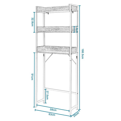 EUGAD Toilettenregal, Badezimmerregal, Waschmaschinenregal,3-stöckiges Badregal, platzsparendes Regal über Waschmaschine Toilette, verstellbar, multifunktional