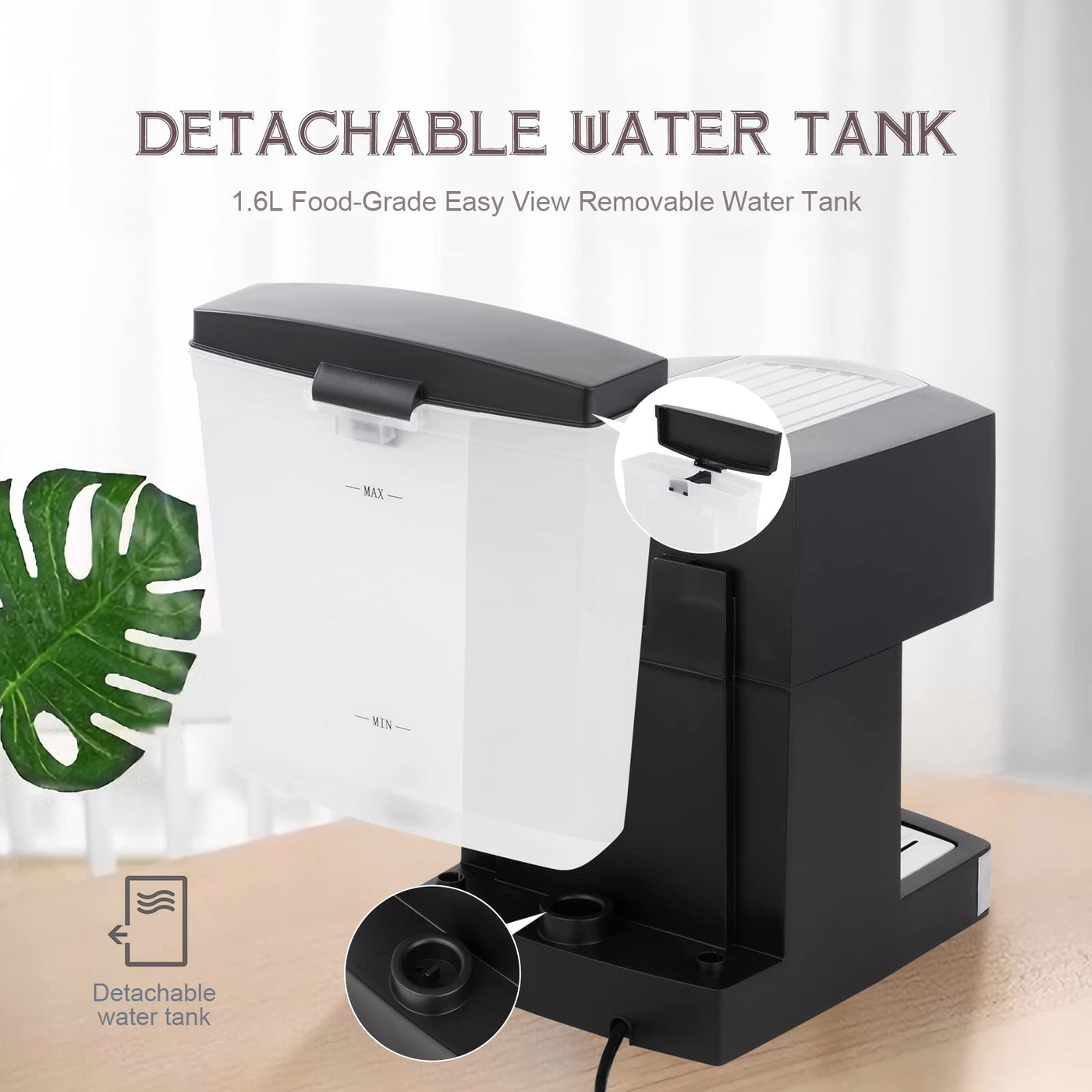 GRIFEMA GC3002 Kaffeevollautomat mit Latte go Milchsystem für Cappuccino, Coffee Machine mit Mahlwerk, 2-Tassen-Funktion, 1,6 Liter Wassertank, Schwarz
