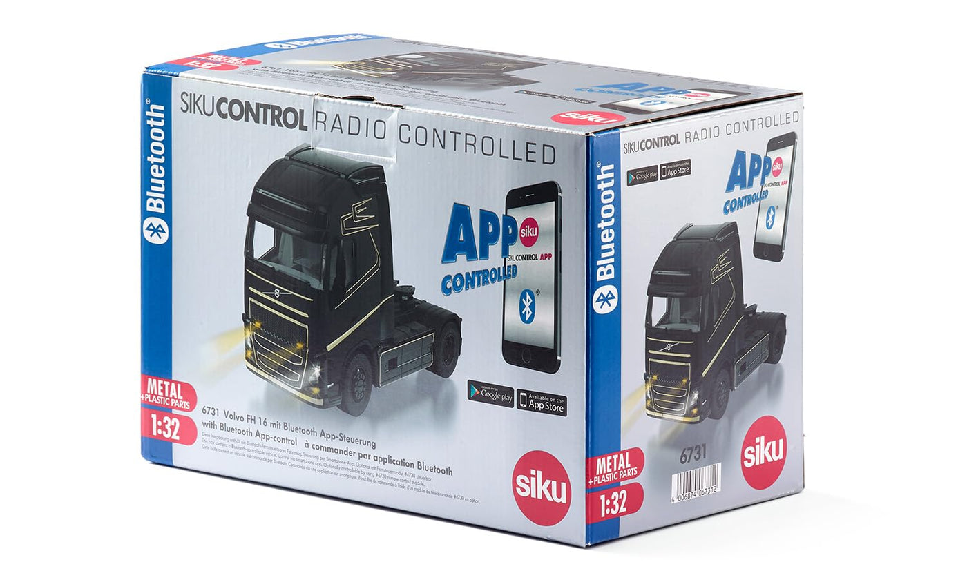 siku 6731, Volvo FH16 LKW, 1:32, Metall/Kunststoff, Schwarz, Ferngesteuert, Ohne Fernsteuermodul, Steuerung via App oder Gaming Controller möglich