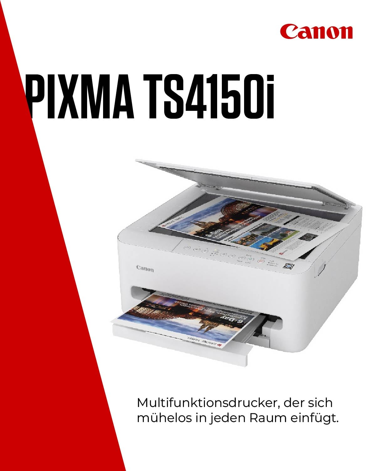 Canon PIXMA TS4150I -WLAN-Multifunktionsdrucker mit Papierkassette und Frontbedienung & Duplexdruck | Kabelloses Drucken vom Smartphone leicht gemacht PIXMA Print Plan kompatibel