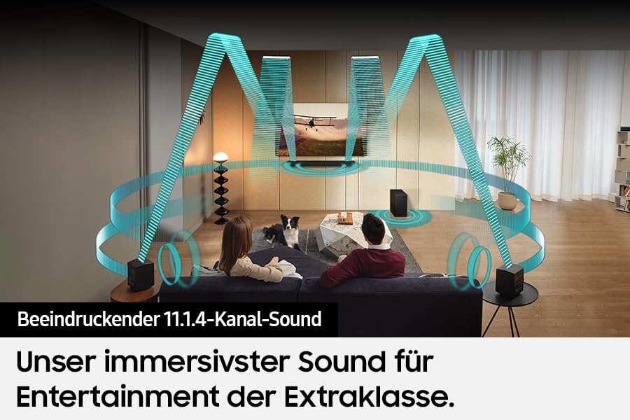 Samsung HW-Q995GD 11.1.4-Kanal Q-Soundbar für TV-Geräte, 4.0.2-Kanal-Rücklautsprecher, Bluetooth-Lautsprecher mit kabellosem Dolby Atmos / DTS:X, Q-Symphony [2024]
