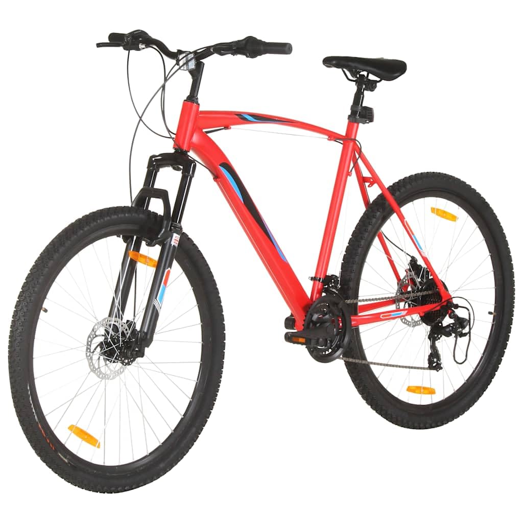 vidaXL Mountainbike 21 Gang 29 Zoll Rad mit Kettenwechsler Scheibenbremsen Schnellspann-Sattelstützenklemme Fahrrad Sportfahrrad 53cm Rahmen Rot
