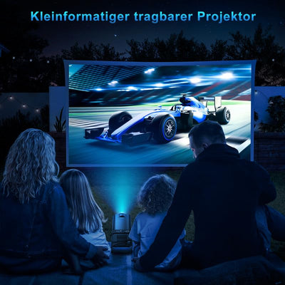 Mini Beamer, 4K Full HD 1080P Projector, Unterstützt WiFi 6 und BT 5.0 mit Eingebaute Android OS 11.0, 150 Zoll, 360-Grad-Flip Smart Led Beamer, Auto Trapezkorrektur, für Phone/PC/PS5/Xbox, Schwarz