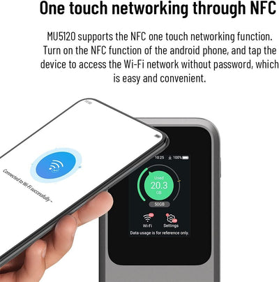 ZTE MU5120 – der leistungsstärkste tragbare 5G-WLAN-Hotspot, riesiger 10000-mAh-Akku, 18 W Reverse Charge, NFC, 2,4-Zoll-Touchscreen, verbindet 64 Geräte – SIM-Slot entsperrt