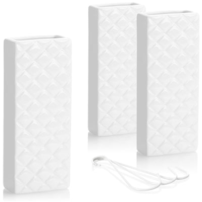 com-four® 3x Luftbefeuchter aus Keramik - Heizkörper-Verdunster zum Befeuchten der Raumluft - Wasserverdunster mit S-Förmigen Haken - Heizungsverdunster mit Diamant-Motiv (weiß - Raute)