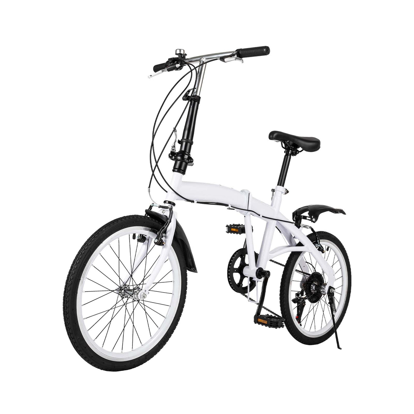 jiumxliu 20 Zoll Faltrad Weiße Faltbare Fahrrad klapprad klappfahrrad Erwachsene 6-Gang Klapprad für Kinder und Erwachsene geeignet 20 Zoll radräder 90 kg max tragkraft