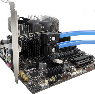 PCIe SATA Karte 4 Ports mit 4 SATA Kabeln, SATA 3.0 Controller Erweiterungskarte mit Low Profile Bracket, PCI-E X1 3.0 Gen3 (6Gbps) Boot als Systemplatte, Non Raid, unterstützt 4 SATA 3.0 Geräte