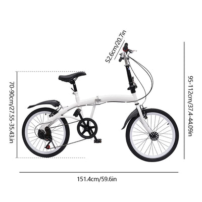 OUKANING Weiß 20 Zoll Faltrad Klapprad Erwachsene Klappfahrrad 7 Gang Fahrrad Doppel V Bremse Schnellfaltsystem