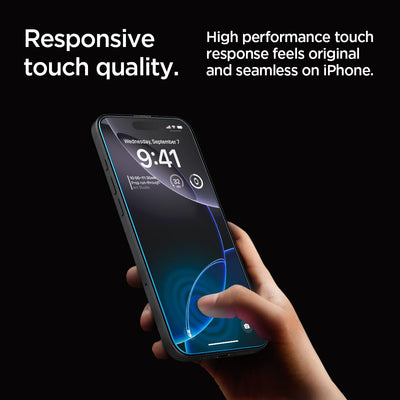 Spigen Glas.tR EZ Fit Schutzfolie kompatibel mit iPhone 16 Pro, 2 Stück, Kratzfest, 9H Härte Folie