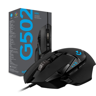Logitech G502 HERO High-Performance Gaming-Maus mit HERO 25K DPI optischem Sensor, RGB-Beleuchtung, Gewichtstuning, 11 programmierbare Tasten, anpassbare Spielprofile, PC/Mac - Schwarz