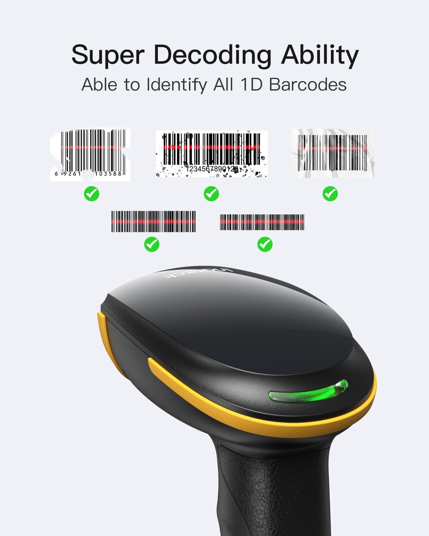 Inateck Barcode Scanner Bluetooth,1D Handheld Barcode Scanner,1 Ladung in 3 Monaten,Kabelloser Handscanner, Unterstützen Selbst Entwickelte App und SDK, BCST-21