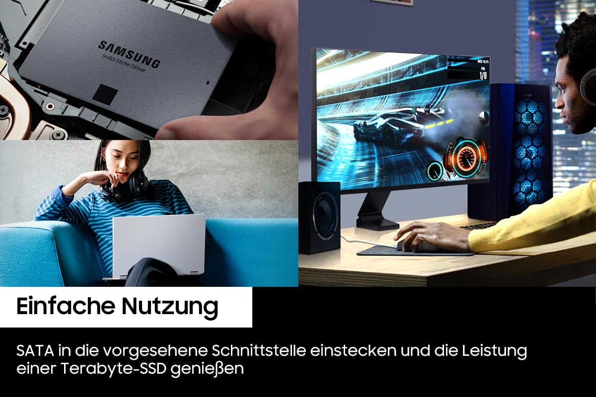 Samsung 870 QVO SATA III 2,5 Zoll SSD, 1 TB, 560 MB/s Lesen, 530 MB/s Schreiben, Interne SSD, schnelle Festplatte als Ersatz für HDD, MZ-77Q1T0BW