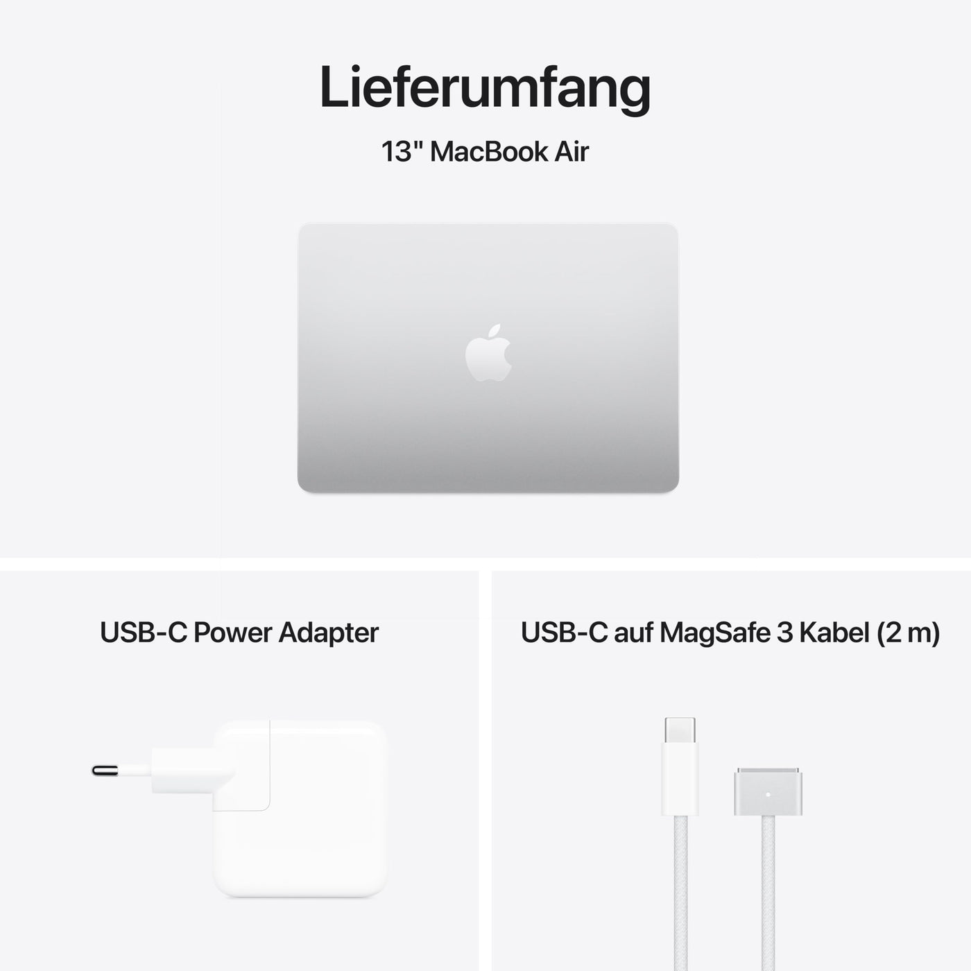 Apple MacBook Air (13", Apple M4 Chip mit 10‑Core CPU und 10‑Core GPU, 16GB Gemeinsamer Arbeitsspeicher, 512 GB) - Silber