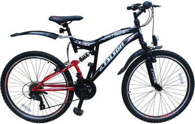 Talson 26 Zoll Mountainbike Fahrrad MIT VOLLFEDERUNG & Beleuchtung 21-Gang Shimano OXT RED
