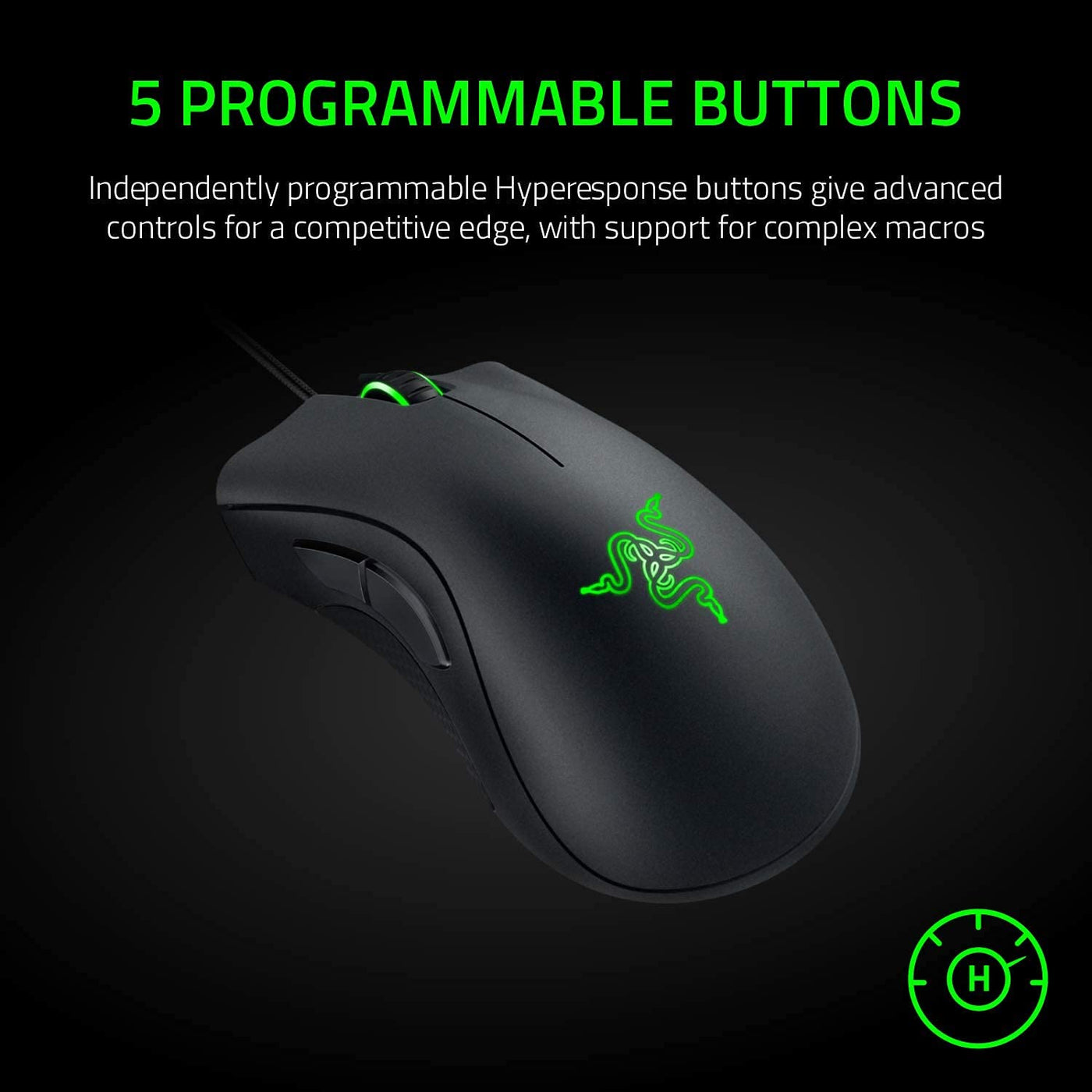 Razer DeathAdder Essential Gaming-Maus, optischer Sensor, 6400 DPI, 5 programmierbare Tasten, mechanische Schalter, gummierte Seitengriffe, klassisches Schwarz