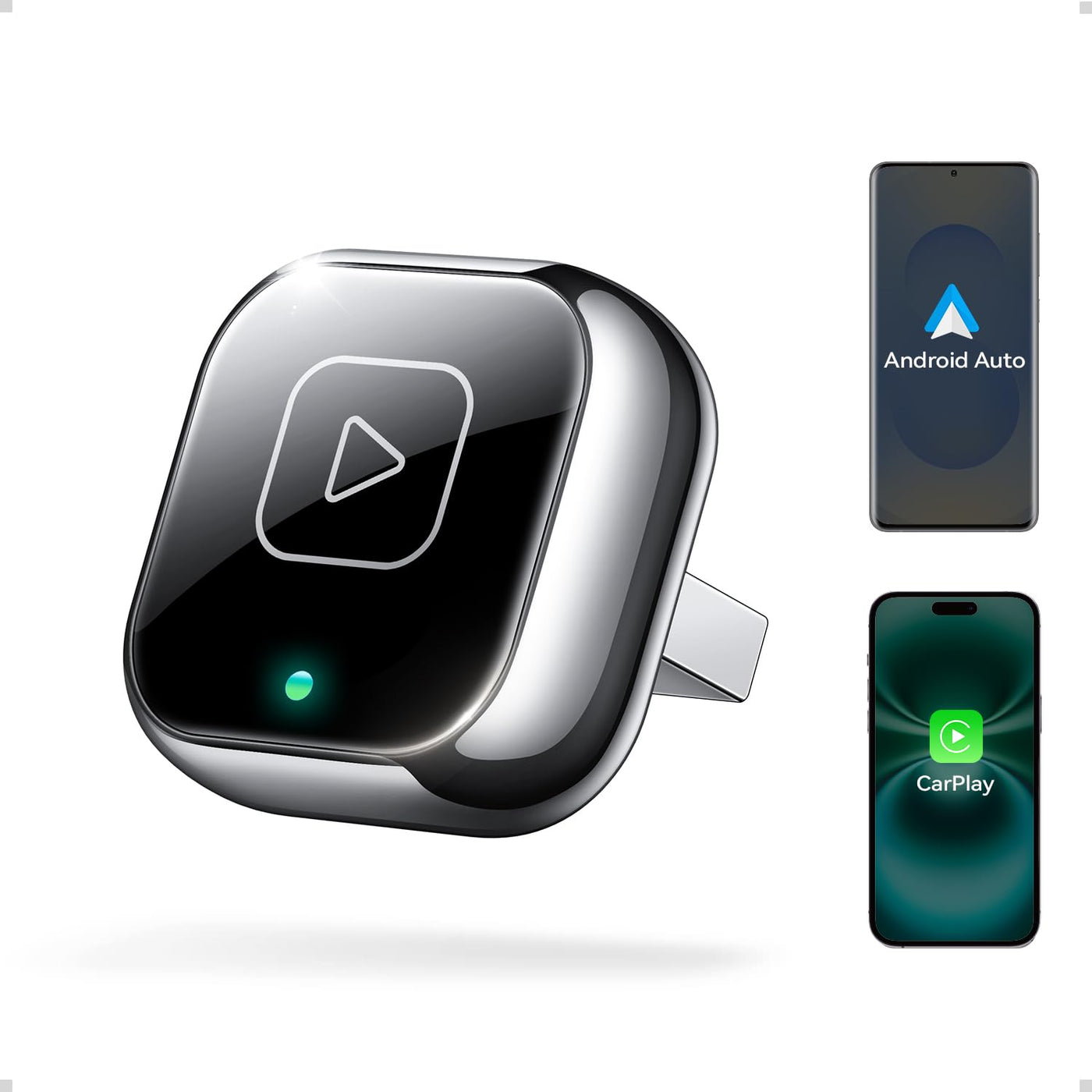 Mavlou Wireless Carplay & Android Auto Adapter, Metalldesign Mini & Stabiler 2-in-1-Dongle, Convert Wired CarPlay/Android Auto zu Wireless, für iOS 10+/Android 11+ & Autos ab 2016 (Schwarz)