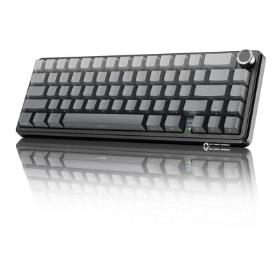 MAMBASNAKE X ATTACK SHARK X66 65% Kabellose Mechanische Tastatur mit Knopf, Hot Swap RGB Gaming Tastatur mit Dichtung, BT/2,4 G/USB-C, Linearer Schalter, seitlich bedruckte PBT-Tastenkappe - Mondnacht