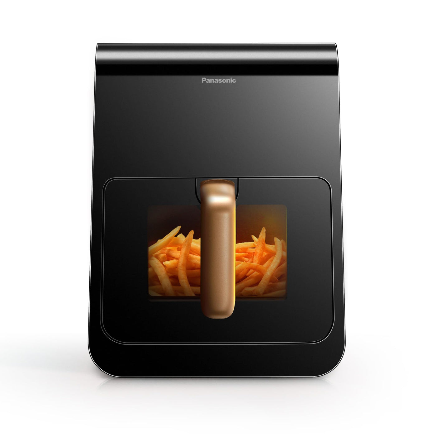 Panasonic NF-CC600AXE Air Fryer mit Sichtfenster, 6 l, 80–200 °C, digitaler Timer & LCD-Display, sanfte Dampfzugabe, 11 Voreinstellungen, einfache Reinigung, Schwarz mit Griff in Roségold
