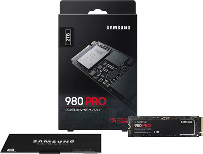 Samsung 980 PRO NVMe M.2 SSD, 2 TB, PCIe 4.0, 7.000 MB/s Lesen, 5.000 MB/s Schreiben, Interne SSD für Gaming und Videobearbeitung, MZ-V8P2T0BW