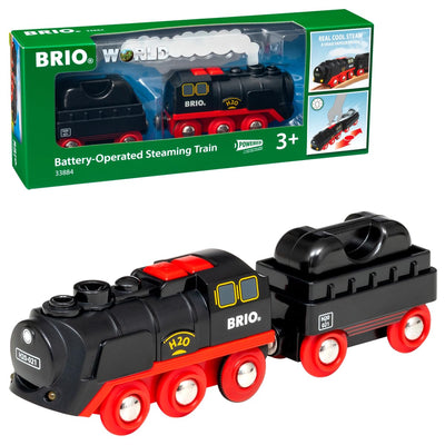 BRIO World 33884 Batterie-Dampflok mit Wassertank - Lokomotive mit echtem kühlen Dampf und Wasserbehälter zum Nachfüllen - Empfohlen ab 3 Jahren
