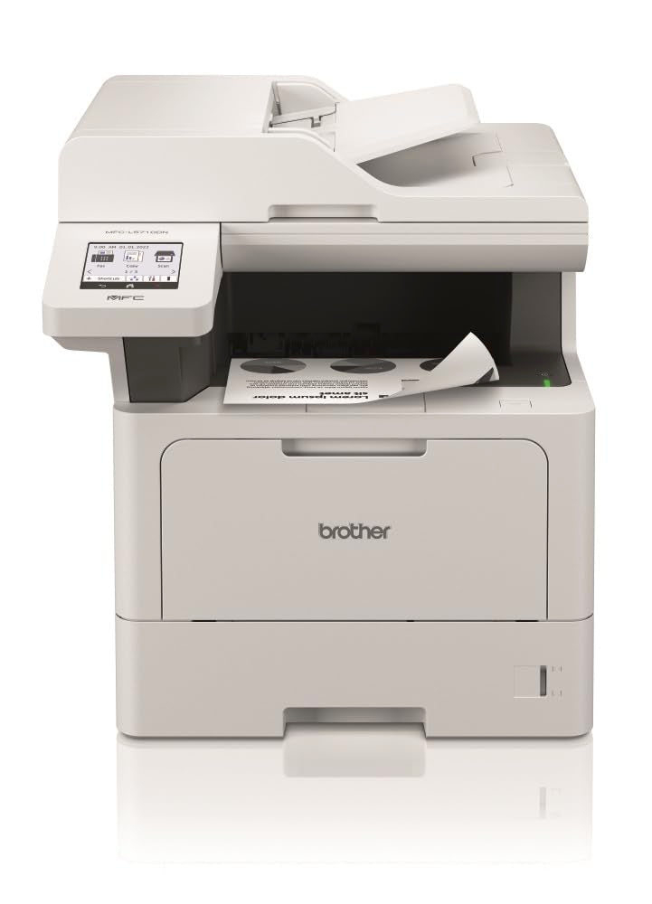 Brother MFC-L5710DN 4-in-1 Mulifunktionsdrucker schwarz weiß (A4, 48 Seiten/Min., 1.200x1.200 DPI, LAN, Duplex-ADF, 250 Blatt Papierkassette) weiß/grau