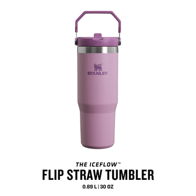 Stanley IceFlow Flip Straw Trinkflasche mit Strohhalm 0.89L - Thermosflasche Hält 12+ Stunden Kalt - Auslaufsicher - Trinkflasche Sport - Wasserflasche BPA Frei - Spülmaschinenfest - Lilac