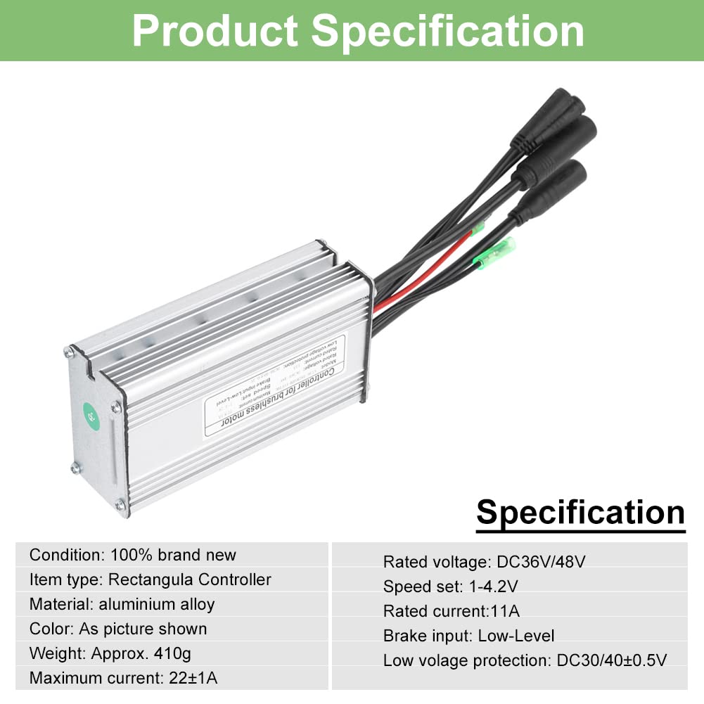 Keenso Controller, Elektrofahrrad Universal KT‑22A Wasserdichter 36V /48V Controller mit Licht Kabel für 36V / 48V 500W/750W Bürstenlosen Motor