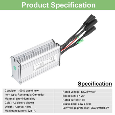 Keenso Controller, Elektrofahrrad Universal KT‑22A Wasserdichter 36V /48V Controller mit Licht Kabel für 36V / 48V 500W/750W Bürstenlosen Motor